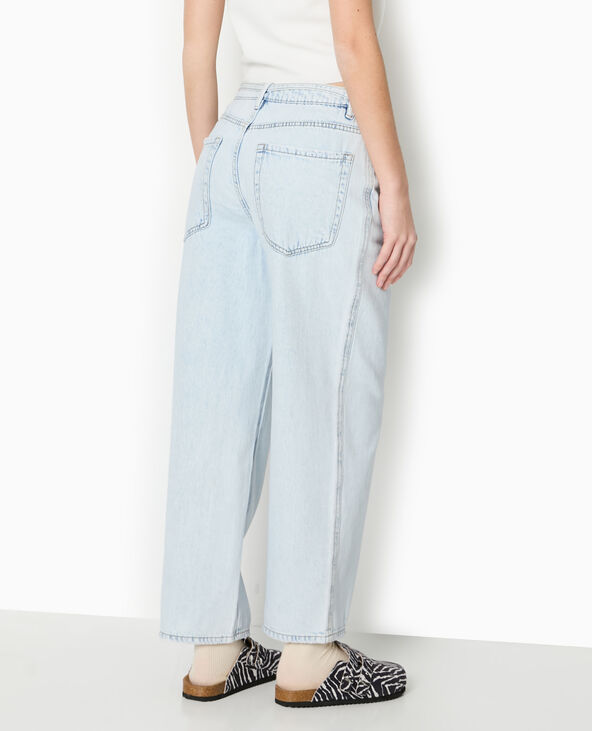 Jean baggy taille basse avec ceinture à nouer bleu clair - Pimkie