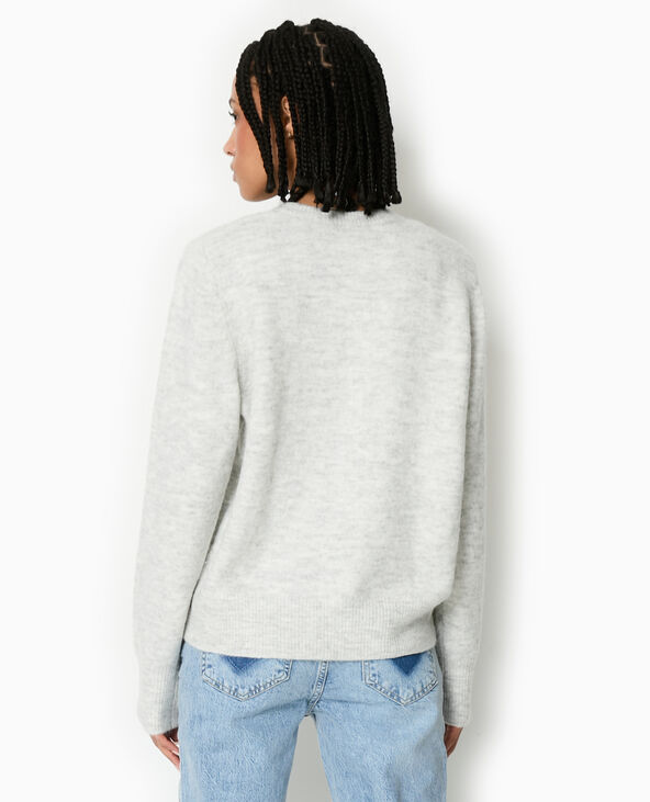 Gilet col rond gris chiné - Pimkie
