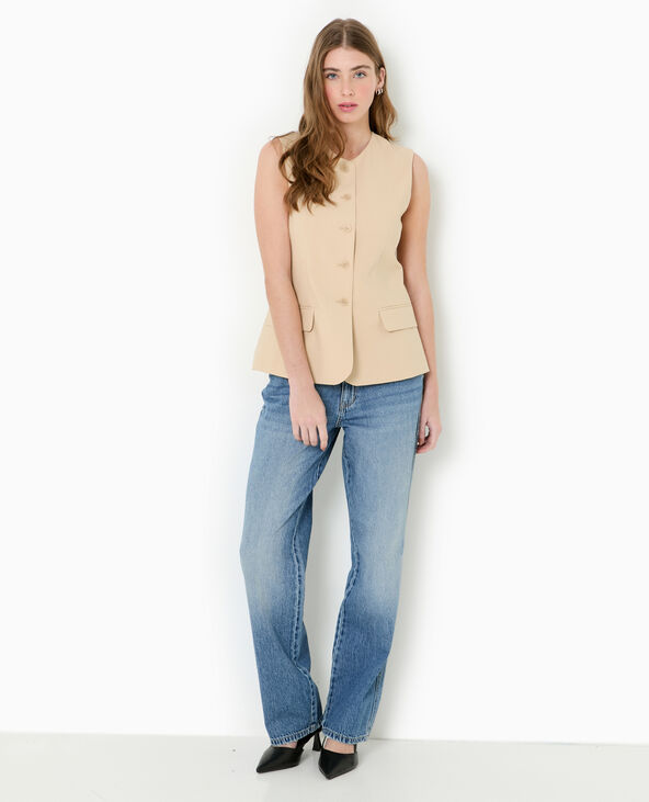 Veste blazer sans manches esprit gilet de barman beige - Pimkie