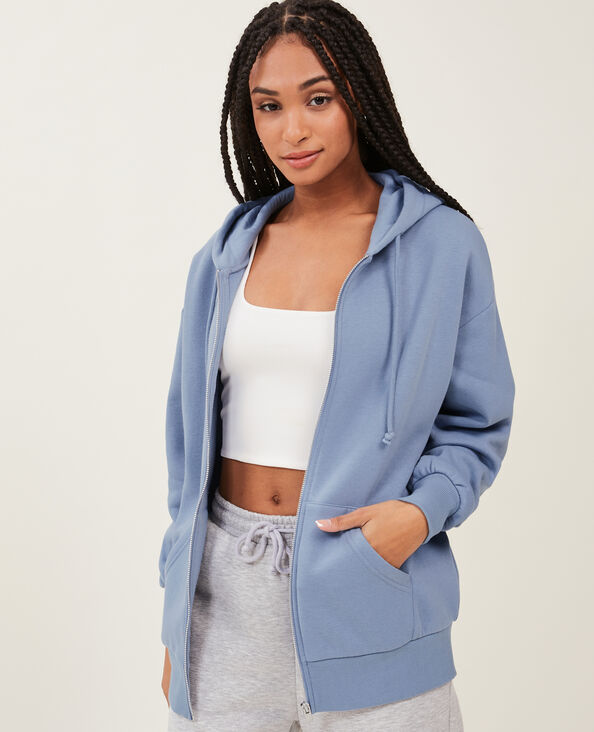 Sweat zippé oversize avec capuche bleu - Pimkie