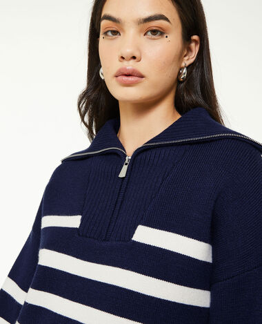 Pull droit col camionneur rayé bleu marine - Pimkie