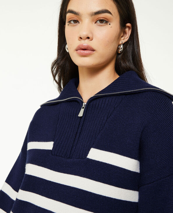 Pull droit col camionneur rayé bleu marine - Pimkie