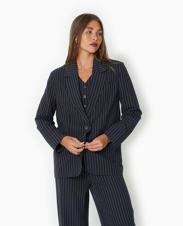 Veste blazer oversize avec rayures banquier bleu marine - Pimkie