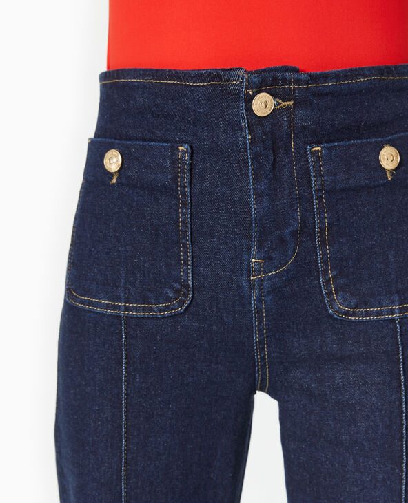 Jean flare taille haute avec poches plaquées bleu - Pimkie