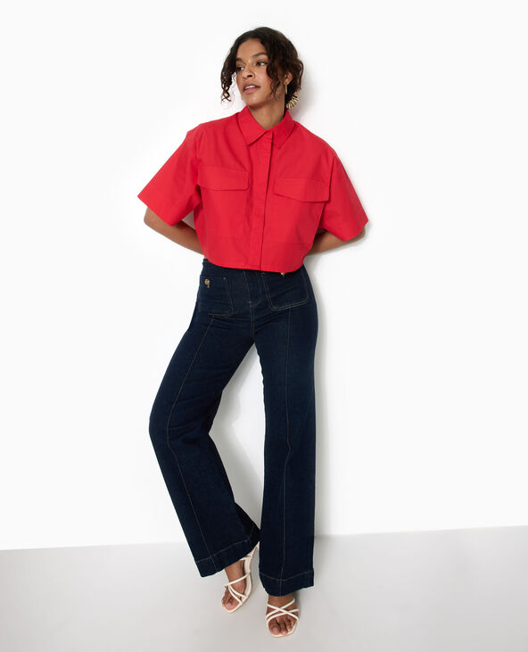 Chemise courte avec manches courtes et poches rouge - Pimkie