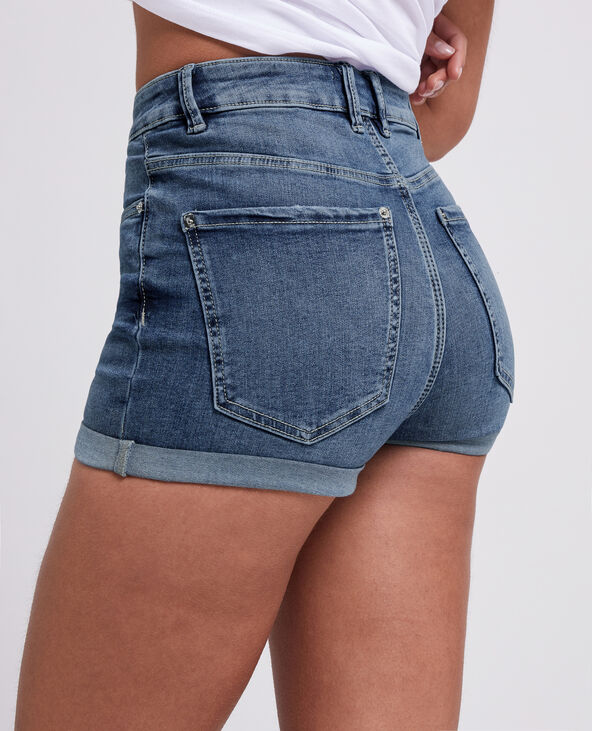 Short en jean bords roulottés bleu - Pimkie
