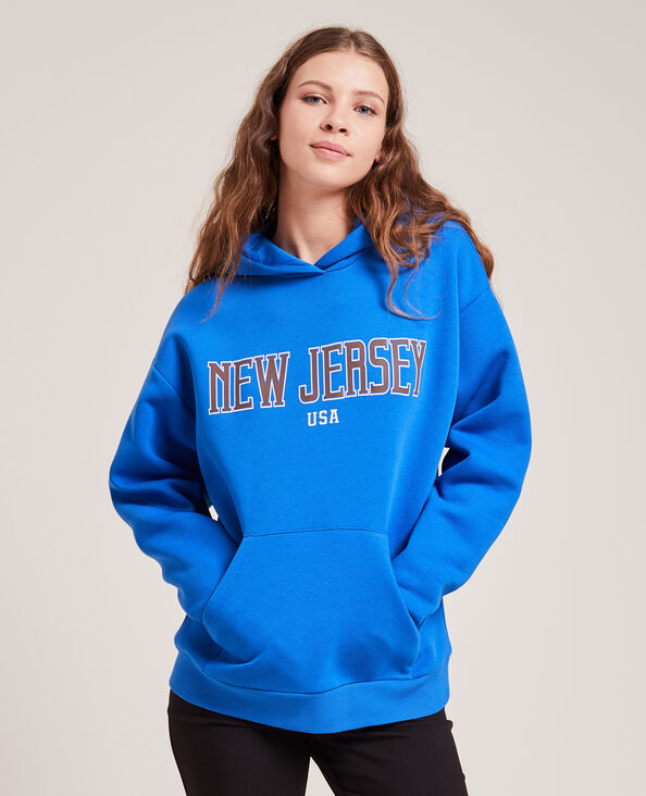 Sweat capuche avec flocage bleu électrique - Pimkie