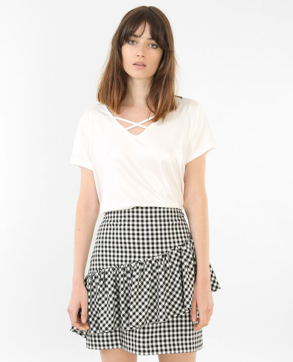 T-shirt irisé col croisé blanc - Pimkie