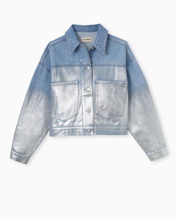 Veste en jean avec enduit silver bleu clair - Pimkie