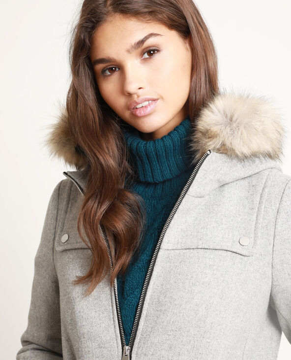 Manteau à capuche gris chiné - Pimkie