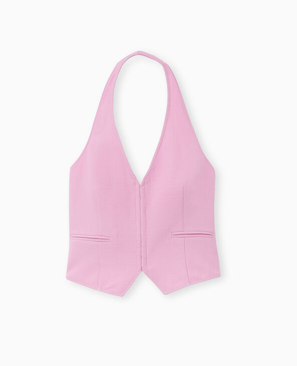 Top dos-nu façon gilet de barman rose fuchsia - Pimkie