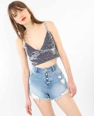 Brassière effet velours argenté - Pimkie