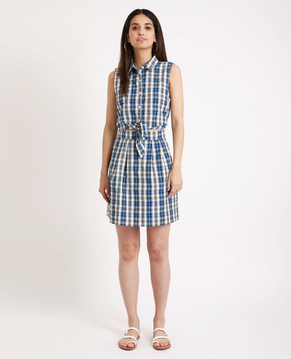 Robe chemise à carreaux bleu marine - Pimkie