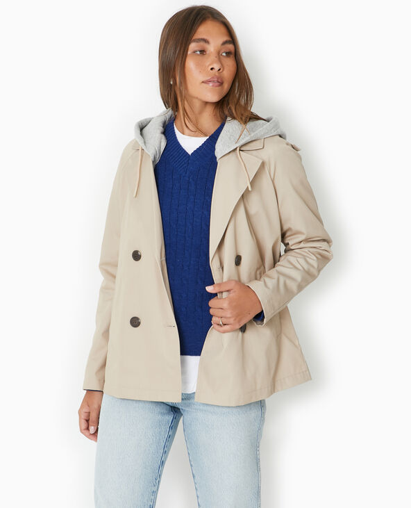 Veste trench avec capuche molleton amovible beige - Pimkie