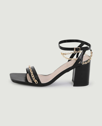 Sandales à talon avec chainettes noir - Pimkie