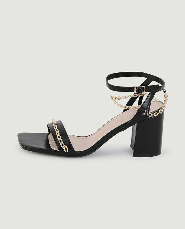 Sandales à talon avec chainettes noir - Pimkie