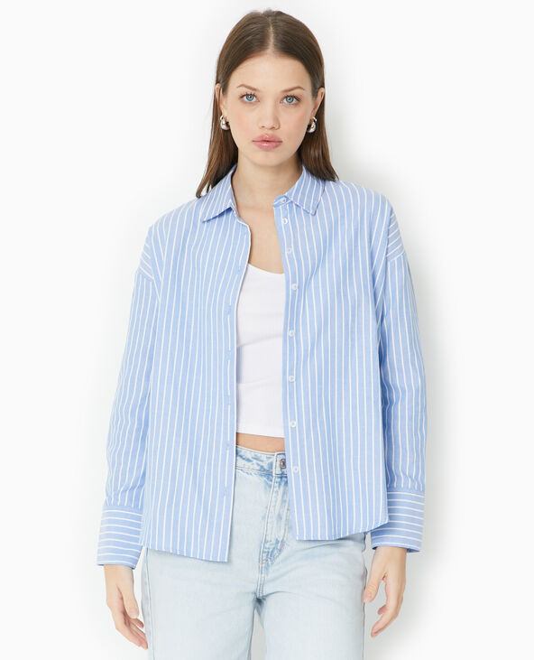 Chemise rayée ample et droite bleu - Pimkie