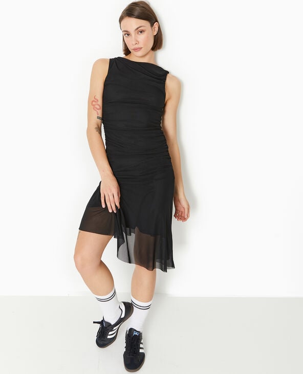 Robe asymétrique en mesh noir - Pimkie