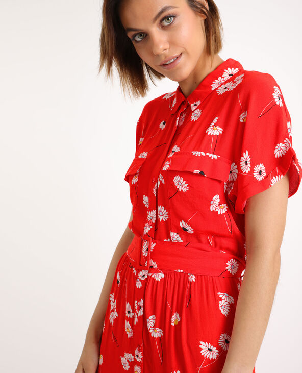 Robe longues à manches courtes rouge - Pimkie
