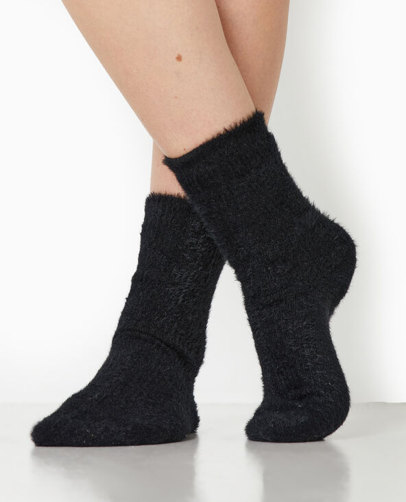 Paire de chaussettes en maille douce et poilue noir - Pimkie