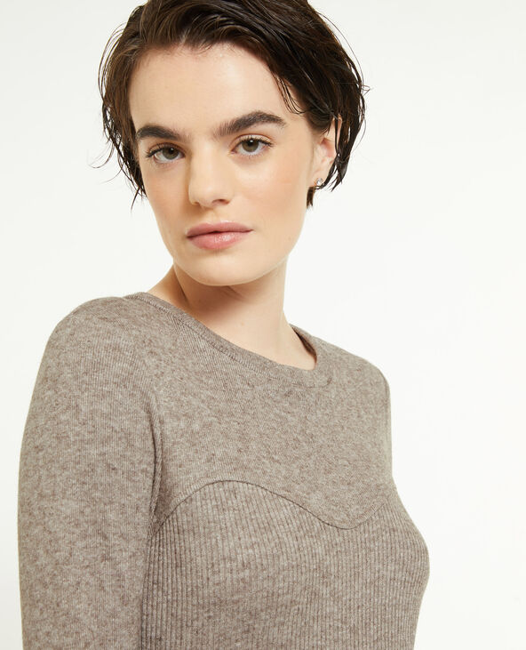 Top manches longues effet corset taupe - Pimkie
