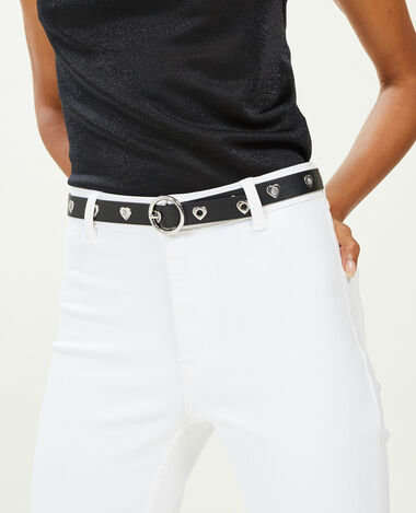 Ceinture avec œillets métalliques cœur noir - Pimkie