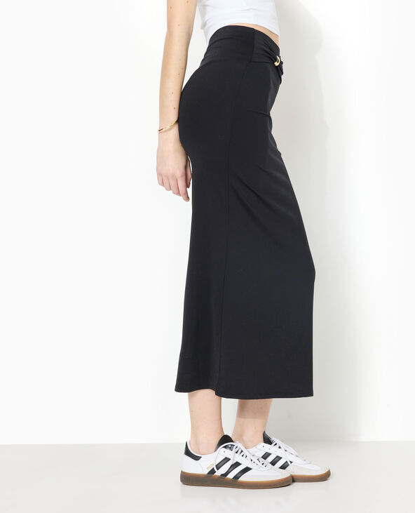 Jupe longue en maille extensible avec boucle noir - Pimkie