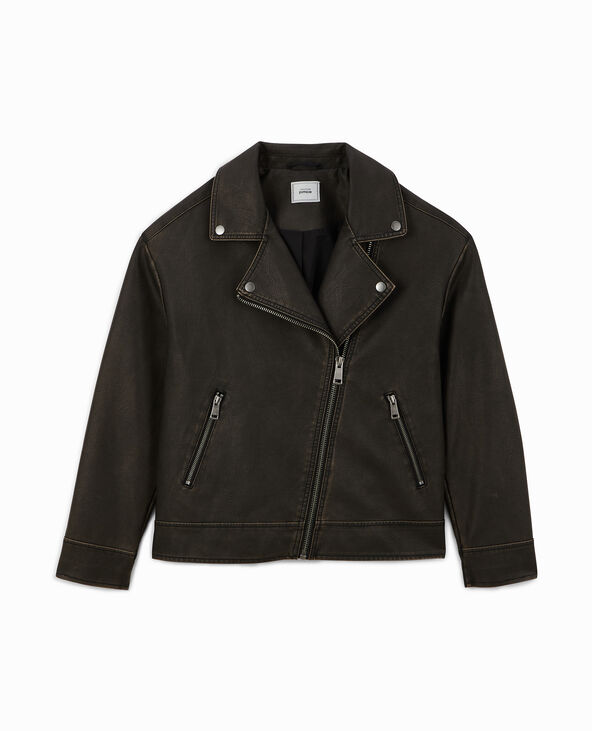 Blouson motard oversize en simili marron - Pimkie