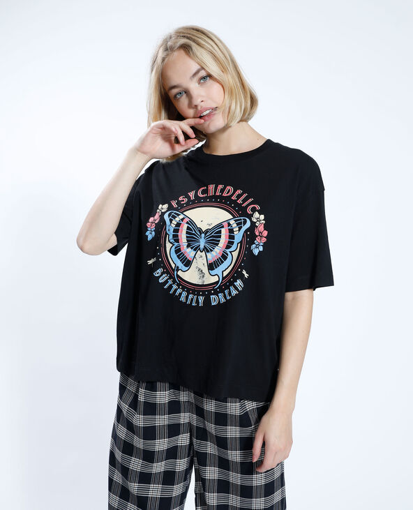 T-shirt à motif papillon gris foncé - Pimkie