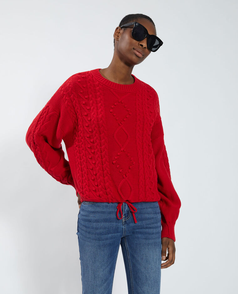 Pull maille fantaisie réglable rouge - Pimkie
