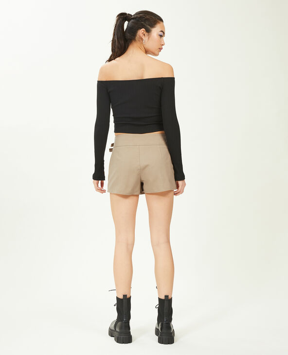 Jupe-short en toile camel - Pimkie