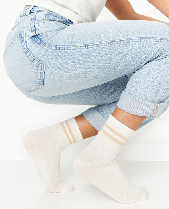 Paire de chaussettes avec bandes blanc - Pimkie