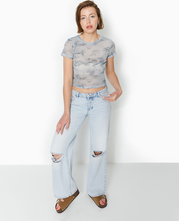 Top court en mesh bleu - Pimkie