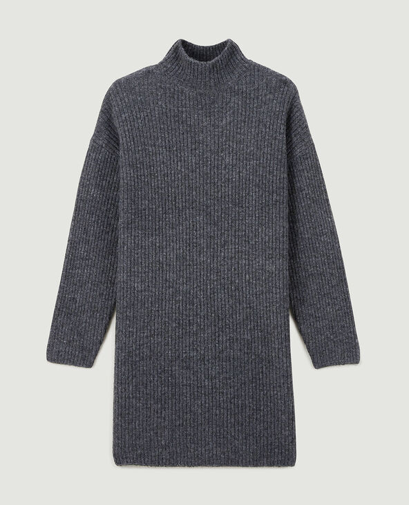 Robe courte en maille avec col montant gris foncé - Pimkie