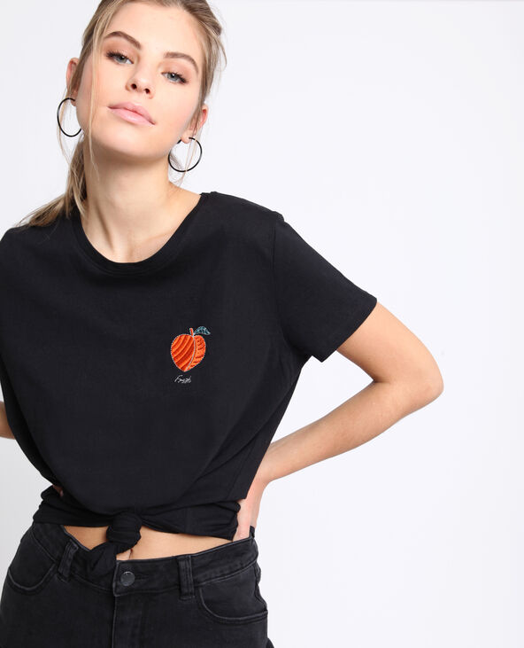 T-shirt brodé noir - Pimkie