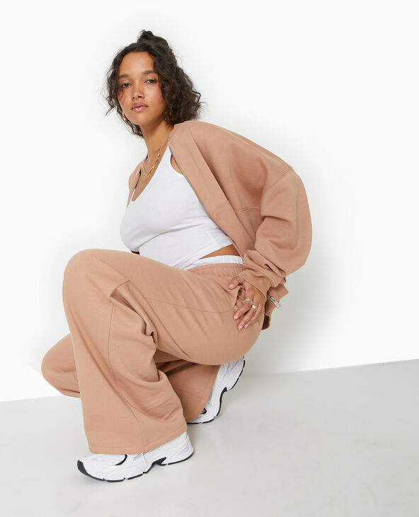 Sweat molleton zippé forme bomber taupe - Pimkie