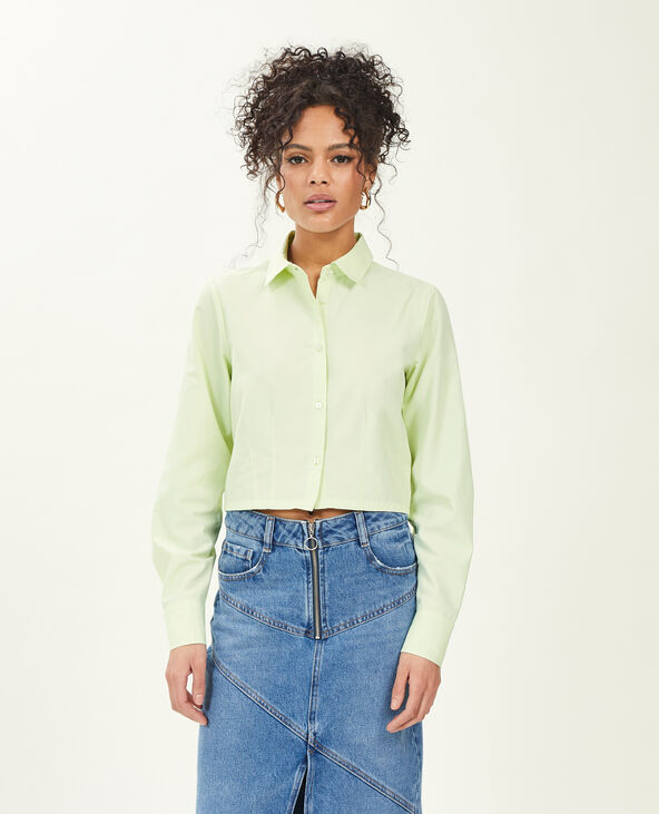 Chemise courte manches longues vert clair - Pimkie