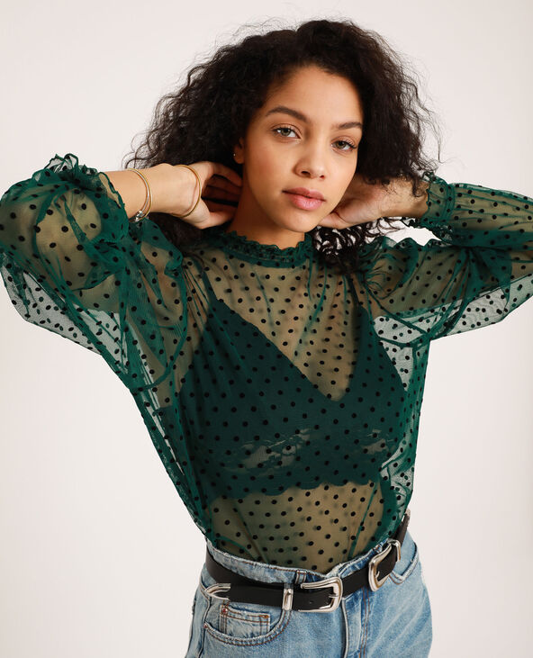 T-shirt transparent vert foncé - Pimkie