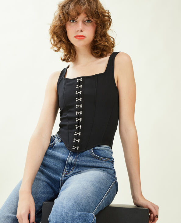 Top à bretelles façon corset noir - Pimkie
