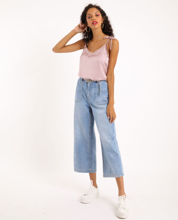 Top en satin et dentelle lilas - Pimkie