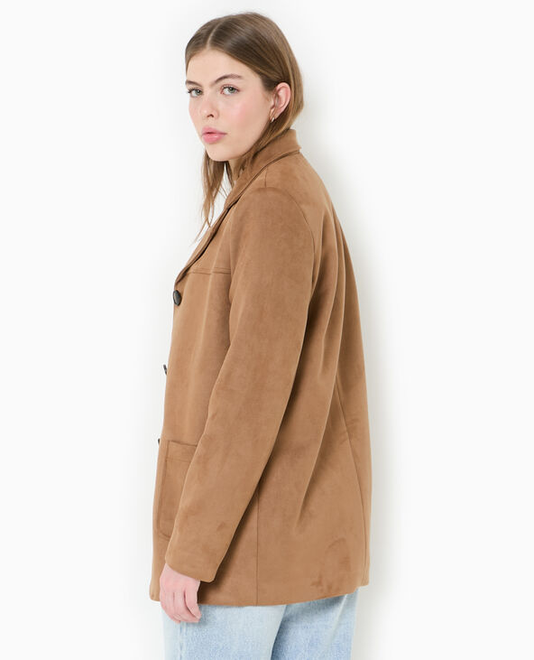 Veste blazer en suédine beige - Pimkie