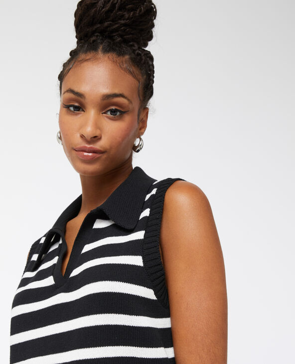 Pull sans manche motif rayures avec col noir - Pimkie