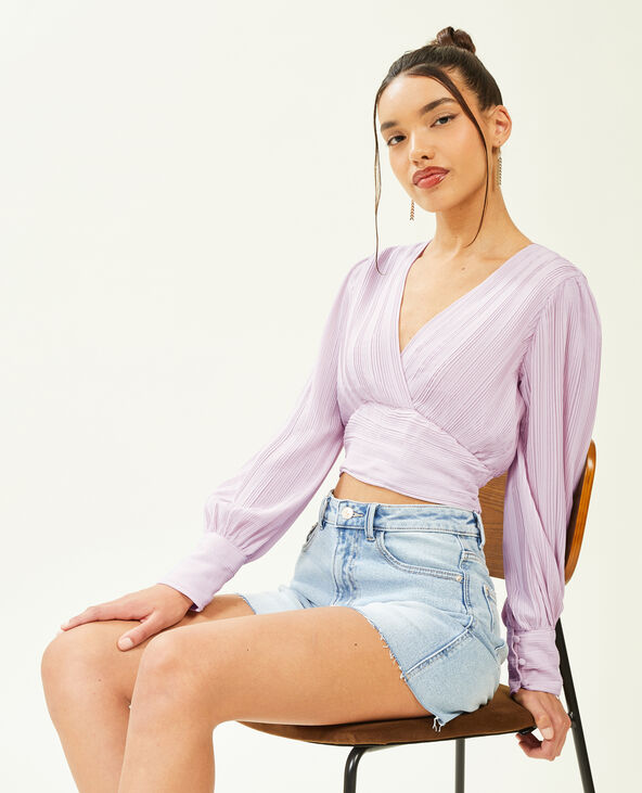 Top effet drapé à manches longues lilas - Pimkie