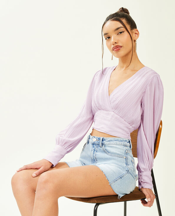 Top effet drapé à manches longues lilas - Pimkie