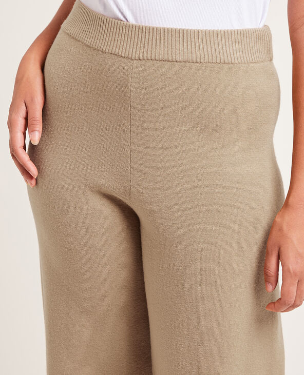 Pantalon large en maille marron - Pimkie