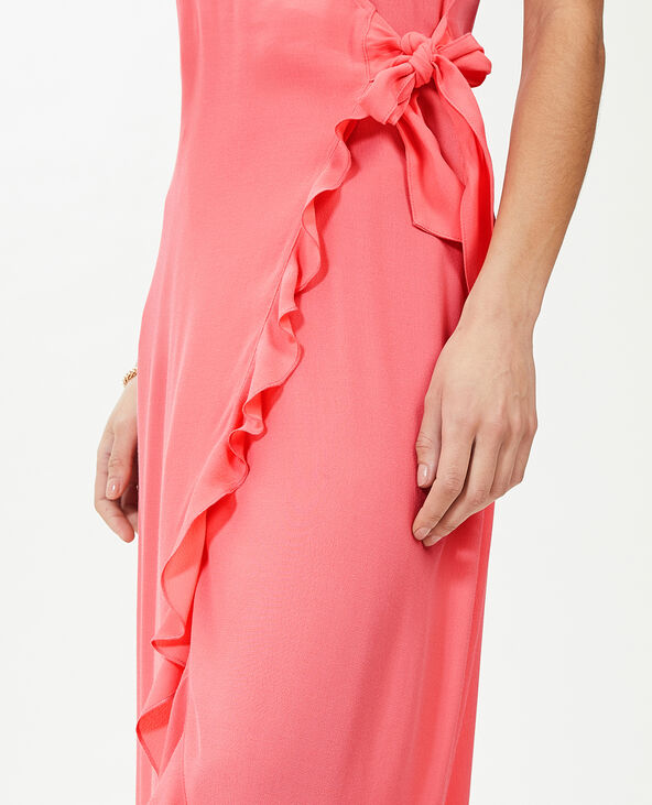 Robe longue porte-feuille avec volants rose - Pimkie