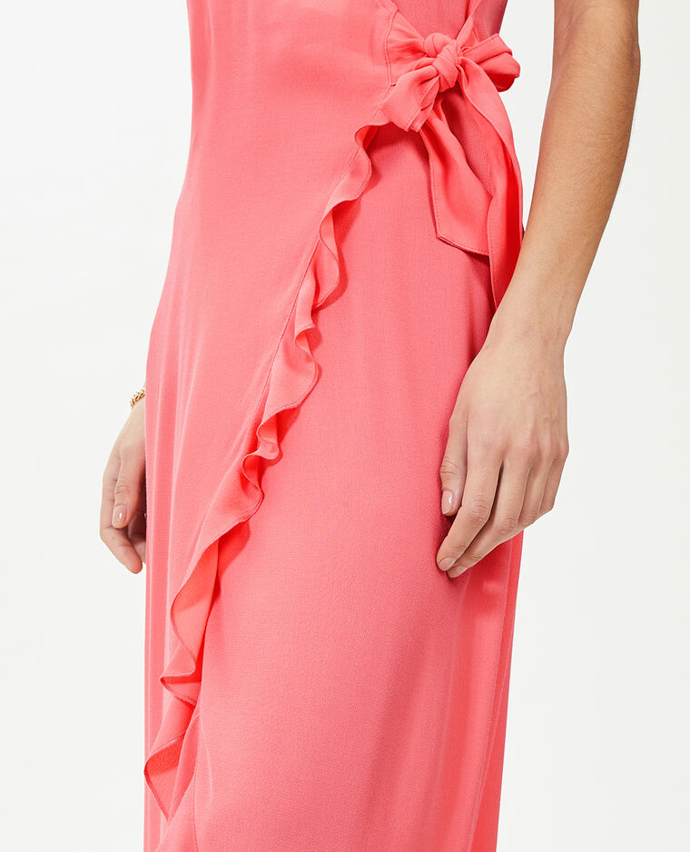 Robe longue porte-feuille avec volants rose - Pimkie