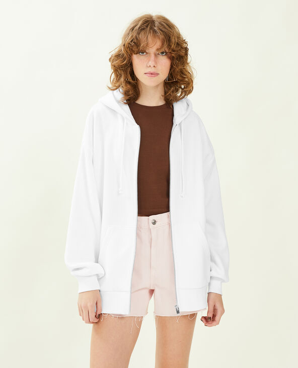 Sweat zippé oversize avec capuche blanc - Pimkie