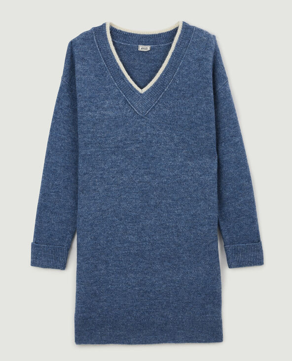 Robe pull à col V bleu - Pimkie