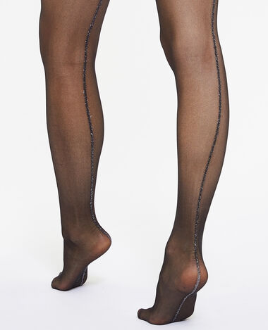 Collants avec ligne lurex noir - Pimkie